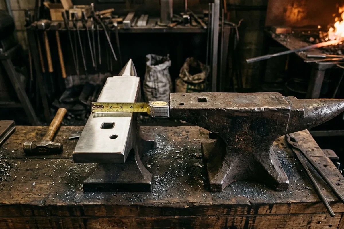 Two anvil faces compared side by side while shopping for an anvil for sale