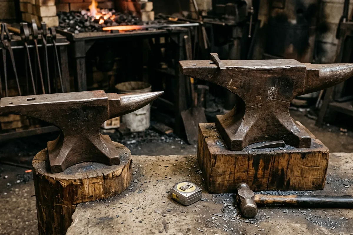 Two anvils of different weights side by side, showing how weight drives anvil price