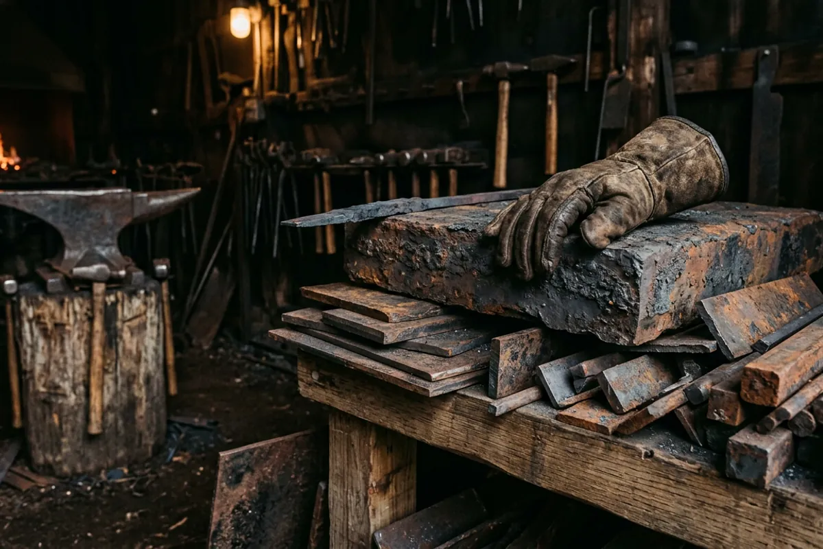Salvage steel that serves as a cheap blacksmithing store for tooling and practice stock