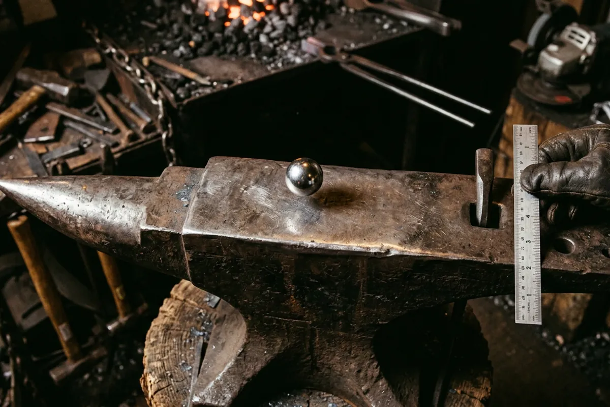 Testing rebound on an anvil face with a steel ball bearing, the check I run before buying any Harbor Freight anvil