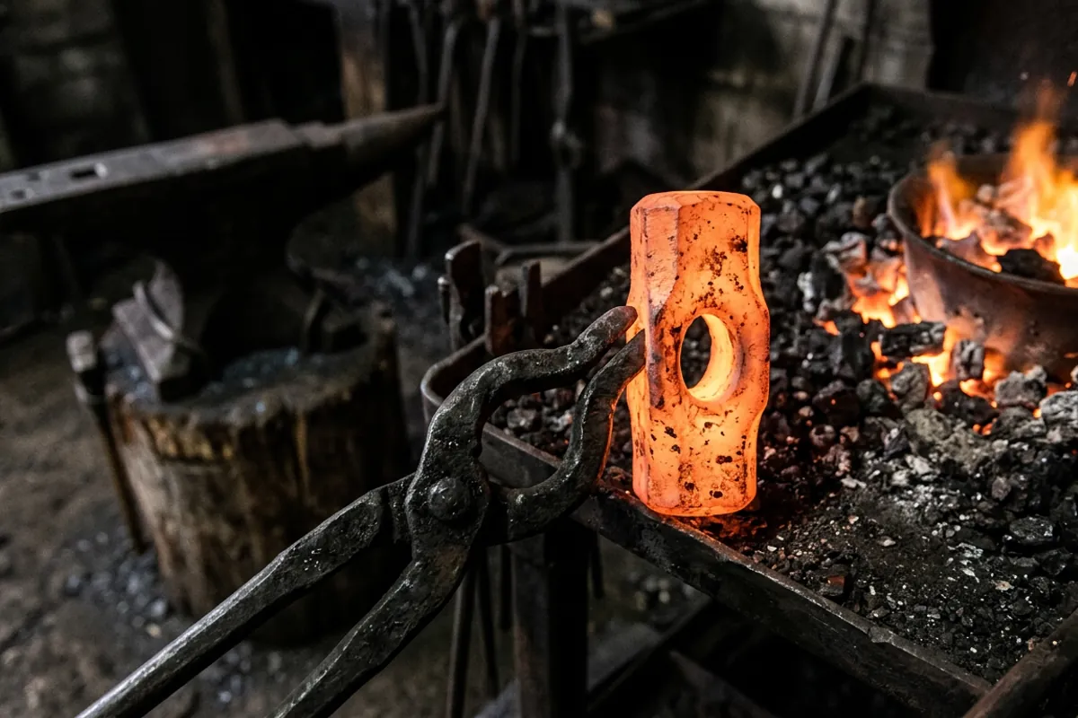 A hand forged hammer head showing the drifted eye, the kind of work behind hoffman blacksmithing style tools